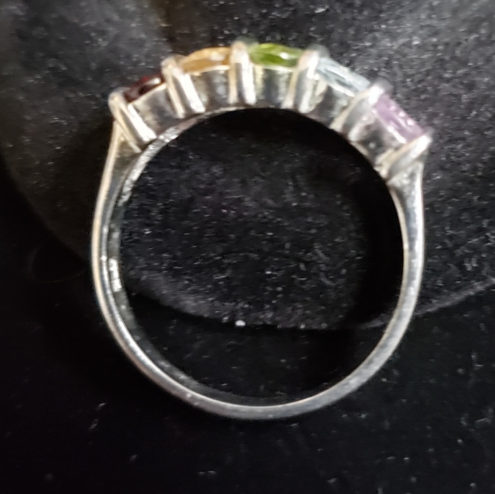 Sterling Silver And Five Gemstone Ring - image 6